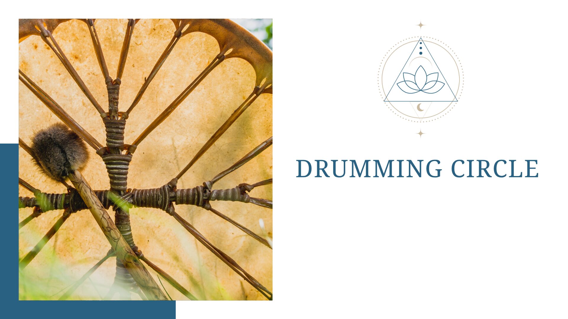 a picture of a drum that is advertising a drumming circle