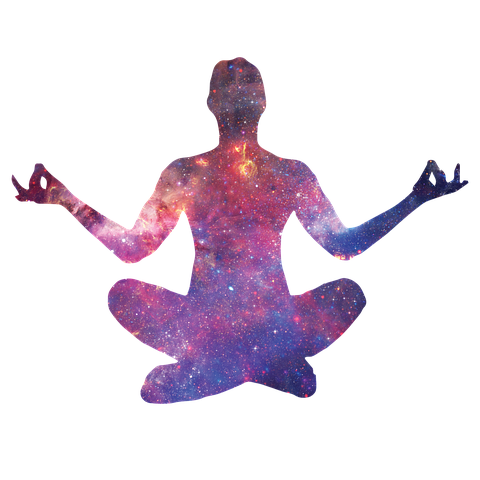 universe silhouette of person sitting in a meditative position